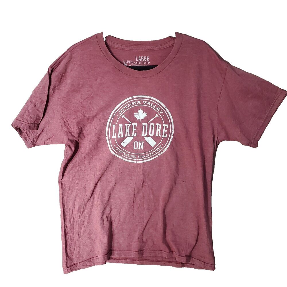 Lake Dore Ottawa Valley Cottage Country Red T-Shirt Large Cotton Graphic Tee